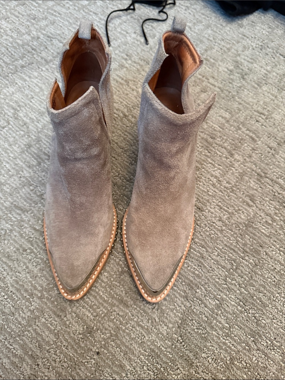 Jeffrey Campbell Pointed Suede Ankle Booties in Taupe